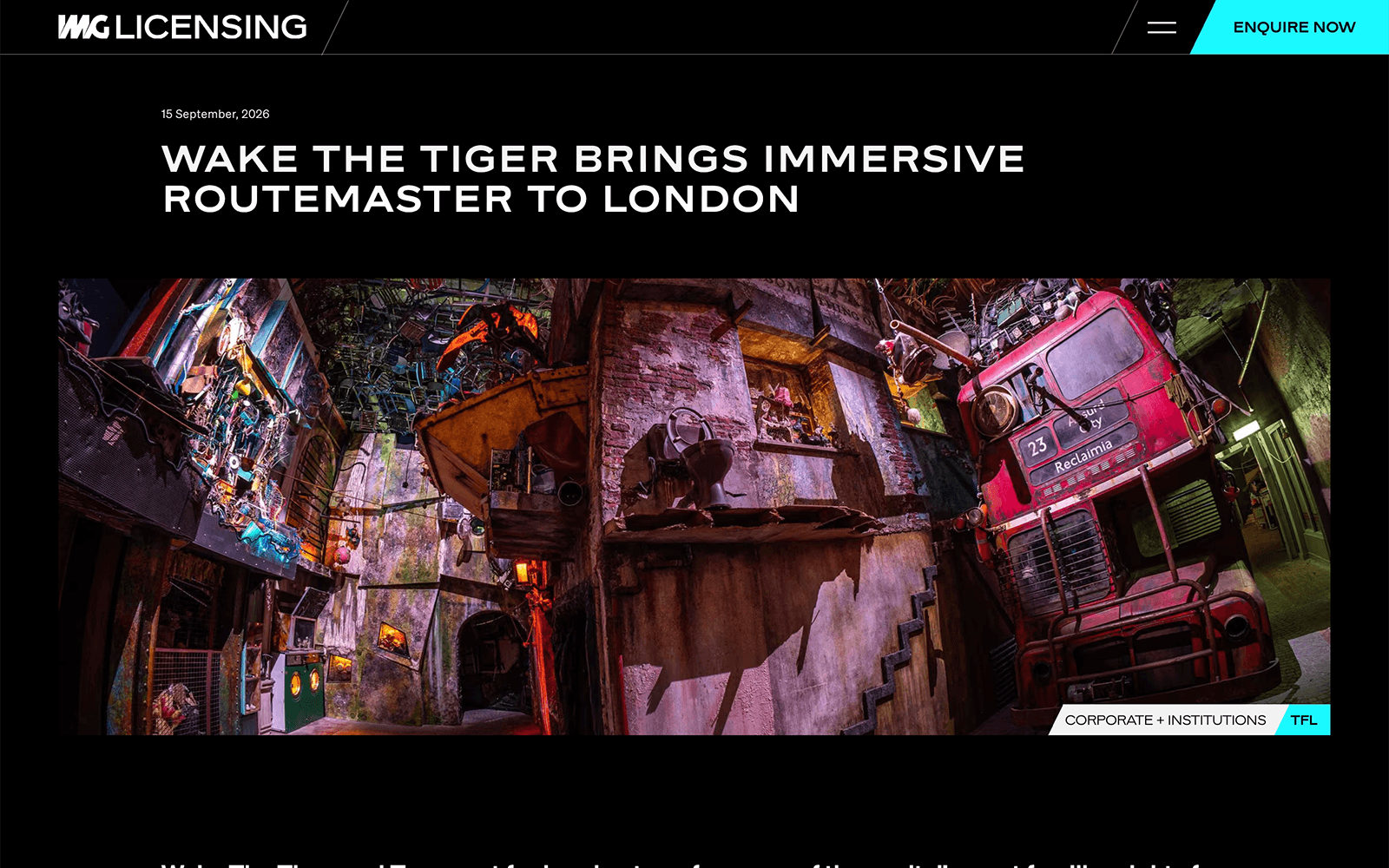 A screenshot of a 2026 IMG Licensing article page, after the redesign.
